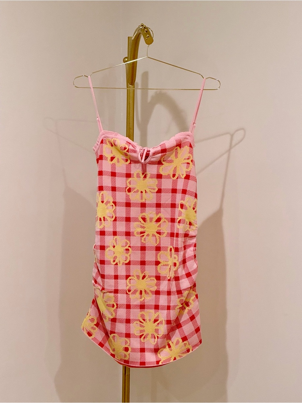 FARM Rio x Anthropologie Knit Cutout Yellow Floral Print Mini Dress